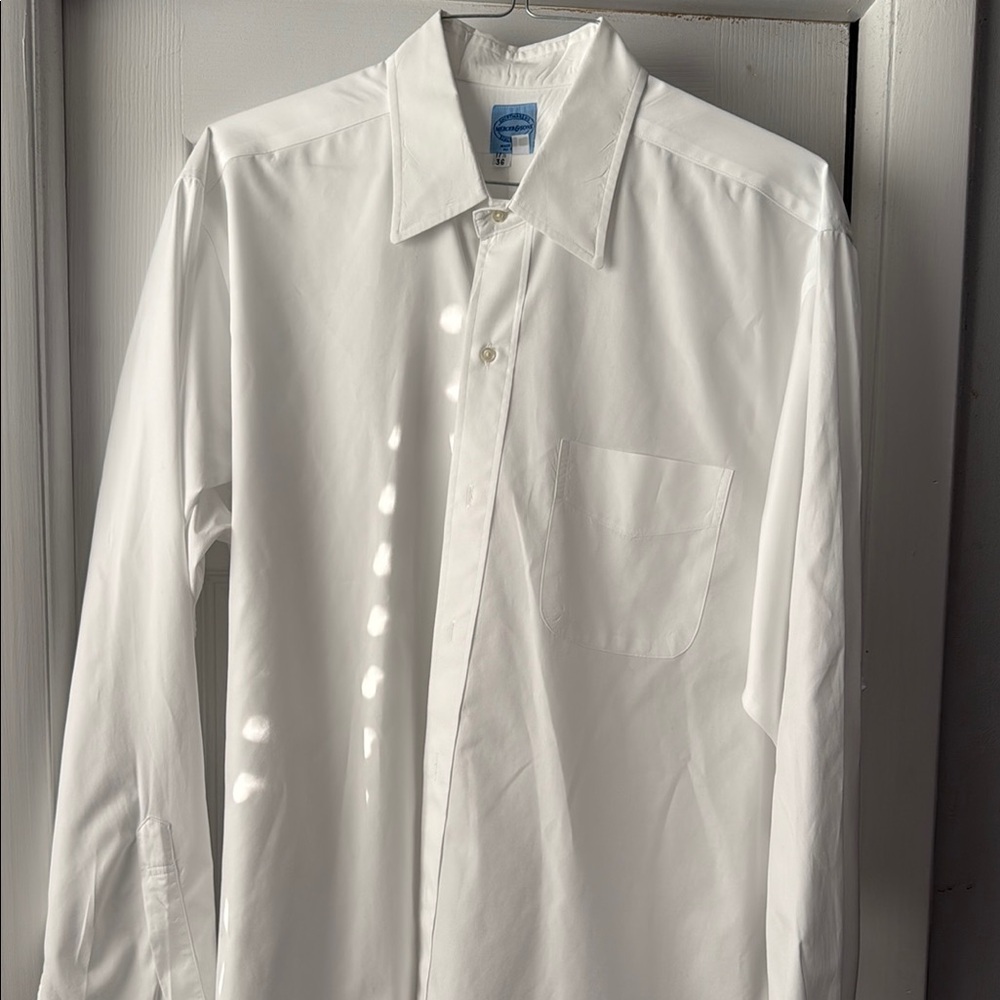 White Dress Shirt with Crisp Collar and Long Sleeves